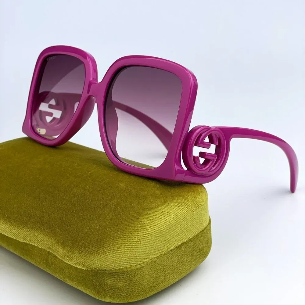 NEW Gucci GG1326S 004 Fuchsia Violet Gradient Oversized Square Women Sunglasses